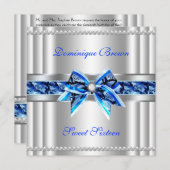 おしゃれなリボン付きシルバー招待状 招待状 (正面/裏面)