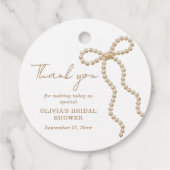 おしゃれなリボン 彼女の結婚式 パール ブライダルシャワーのお祝い フェイバータグ (裏面)