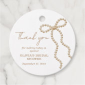 おしゃれなリボン 彼女の結婚式 パール ブライダルシャワーのお祝い フェイバータグ (正面)