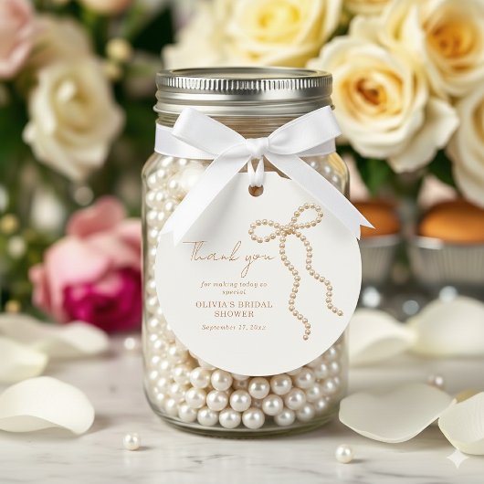 おしゃれなリボン 彼女の結婚式 パール ブライダルシャワーのお祝い フェイバータグ