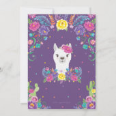 おしゃれなリャマ メキシカンフラワーベビーシャワーガール 招待状 (裏面)