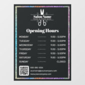 おしゃれなレインボーグリッターの美容院営業時間 ウィンドウサイン (シート)