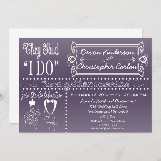 おしゃれなレセプションのみチョークボード招待状 招待状 (正面/裏面)