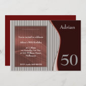 おしゃれなレッドの男性向け招待状 招待状 (正面/裏面)