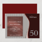 おしゃれなレッドの男性招待状 招待状 (正面/裏面)