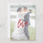 おしゃれなレッドカジュアルフォトヴェラム結婚式 招待状 (正面)