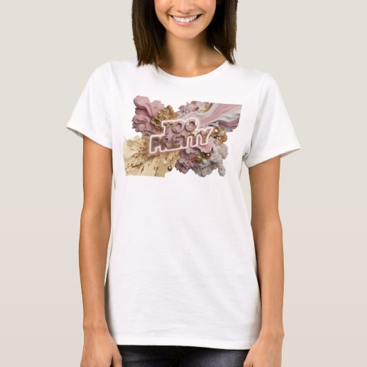 おしゃれなレッド TOO PRETTY シャツデザイン Tシャツ (正面)