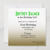 おしゃれなレディ バースデー カクテル オリーブ/グリーン 招待状 (裏面)