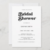 おしゃれなレトロなブラック＆ホワイトのブライズシャワーの招待状 招待状 (正面)