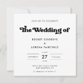 おしゃれなレトロなモノクロのスクエア結婚式 招待状 (正面)