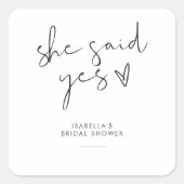 おしゃれなレトロなモノクロの結婚前お披露目パーティー スクエアシール (正面)