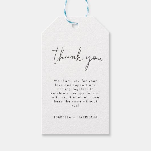 おしゃれなレトロなモノクロの結婚前お祝いパーティー ギフトタグ (正面)