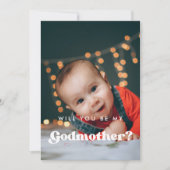 おしゃれなレトロな名付け親提案用写真カード 招待状 (正面)