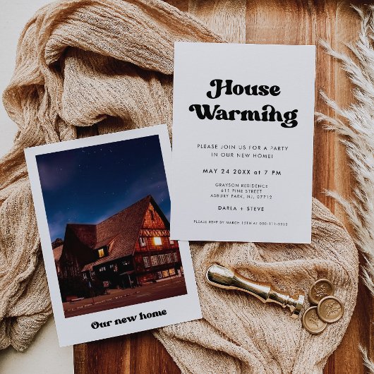 おしゃれなレトロな新築パーティーの写真 招待状