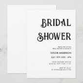 おしゃれなレトロな白と黒のブライズシャワー 招待状 (正面/裏面)