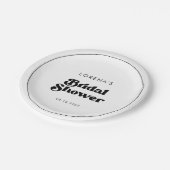 おしゃれなレトロな白黒のブライズシャワー ペーパープレート (アングル)