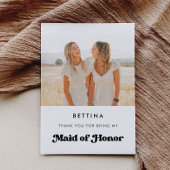 おしゃれなレトロな花嫁の介添え人への感謝の写真カード 招待状