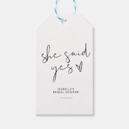 おしゃれなレトロな黒と白のブライズシャワー ギフトタグ