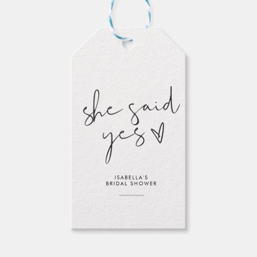 おしゃれなレトロな黒と白のブライズシャワー ギフトタグ (正面)