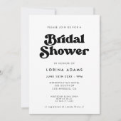 おしゃれなレトロな黒と白の写真 ブライダルシャワー 招待状 (正面)