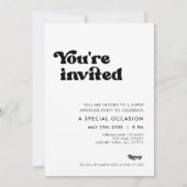 おしゃれなレトロな黒と白の招待状 招待状 (正面)