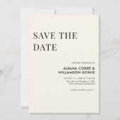 おしゃれなレトロな黒と白の結婚式の「save the date」 招待状 (正面)