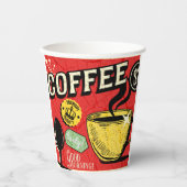 おしゃれなレトロコーヒー好きのためのレッド 紙コップ (正面)