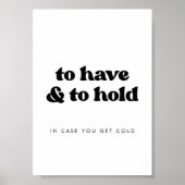 おしゃれなレトロスタイルの「持つことと保持すること」のウェディングブランケット ポスター (正面)