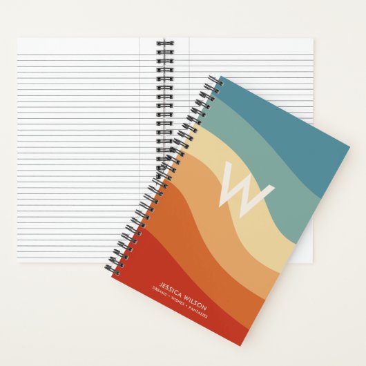 おしゃれなレトロストライプのイニシャルノート ノートブック (内側)