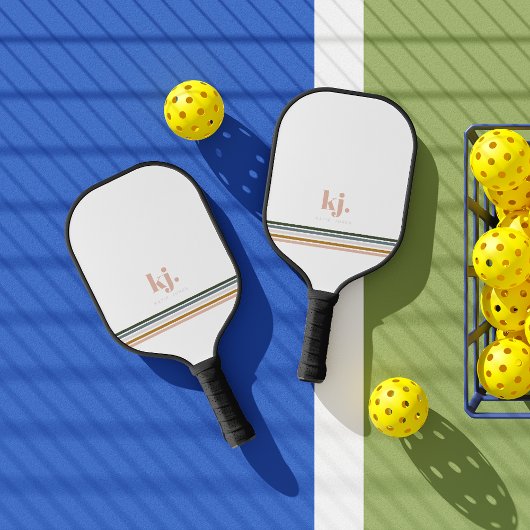 おしゃれなレトロストライプのモノグラム ピックルボールラケット