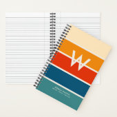 おしゃれなレトロストライプ モノグラム 個人用 ノートブック (内側)