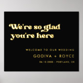 おしゃれなレトロブラックとゴールド  こちらに来てくださってとても嬉しいです 箔ポスター (正面)