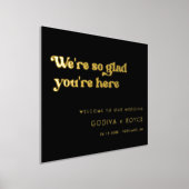 おしゃれなレトロブラックとゴールド  こちらに来てくださってとても嬉しいです 箔ポスター (レイダウン)