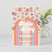 おしゃれなレトロ水彩のこんにちはベビーシャワー 招待状 (スタンド正面)