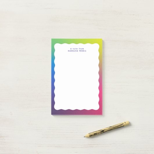 おしゃれなレトロ風の波打つ縁のカラフルな ポストイット (デスク上)