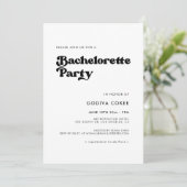 おしゃれなレトロ黒と白の独身最後の女友達パーティー 招待状 (スタンド正面)