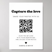 おしゃれなレトロ黒と白の「愛をキャッチ」サイン ポスター (正面)