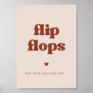 おしゃれなレトロ ピンクの桃色 ウェディング フリップ フロップ サイン