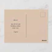 おしゃれなレトロ フラワー 花 ハッピーバースデー ポストカード (裏面)