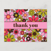 おしゃれなレトロ フラワー 60年代 70年代 花 ありがとう ポストカード (正面)