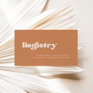 おしゃれなレトロ ブラウンシュガー ウェディングレジストリーカード エンクロージャーカード