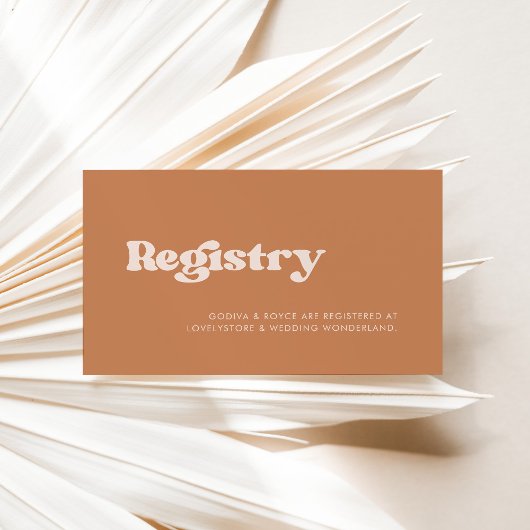 おしゃれなレトロ ブラウンシュガー ウェディングレジストリーカード エンクロージャーカード