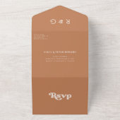 おしゃれなレトロ ブラウンシュガー ウェディング オールインワン招待状 (外側)