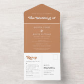 おしゃれなレトロ ブラウンシュガー ウェディング オールインワン招待状 (内側)