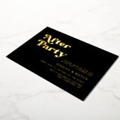 おしゃれなレトロ ブラック＆ゴールドの結婚式アフターパーティー 箔招待状 (回転した状態)