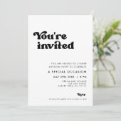 おしゃれなレトロ 黒と白 ご招待します 招待状 (スタンド正面)