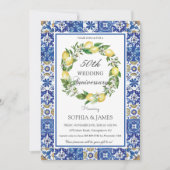 おしゃれなレモンのモザイクタイル 50周年結婚記念日 招待状 (正面)