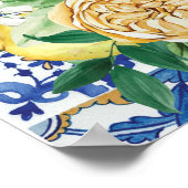 おしゃれなレモン花柄幾何学模様のウェルカムシャワー ポスター (角)