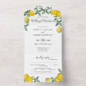 おしゃれなレモン ウェディングの招待状が１つで済む オールインワン招待状 (内側)