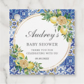 おしゃれなレモン フラワーリーフ ベビーシャワー 感謝カード フェイバータグ (正面)